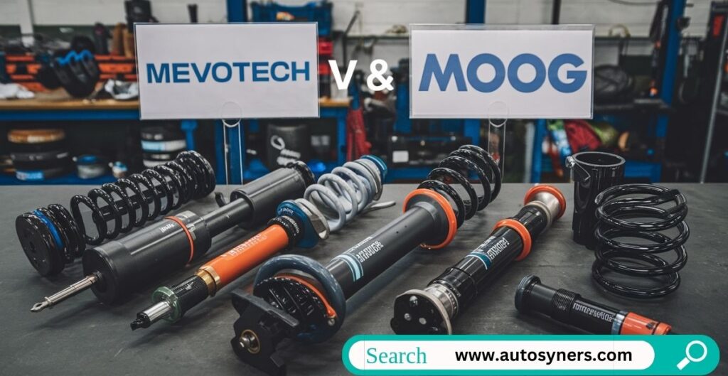 Comparison between Mevotech and Moog suspension parts highlighting their features, differences, and strengths in automotive performance.